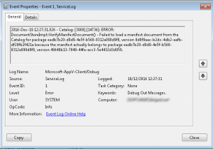 AppV failed to load manifest document